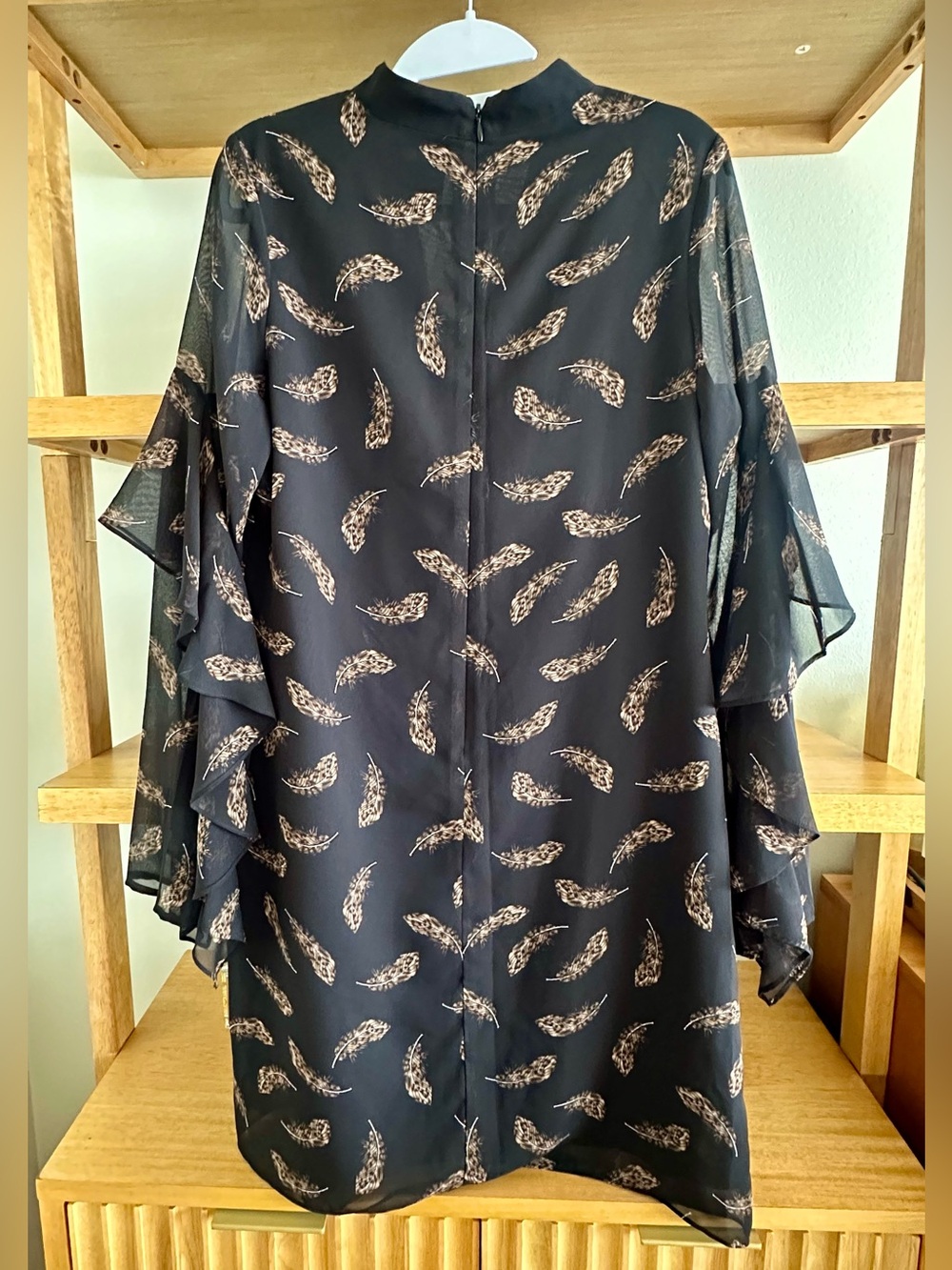 Sam Edelman Black feather print choker dress - size 8 - Picture 3 of 8